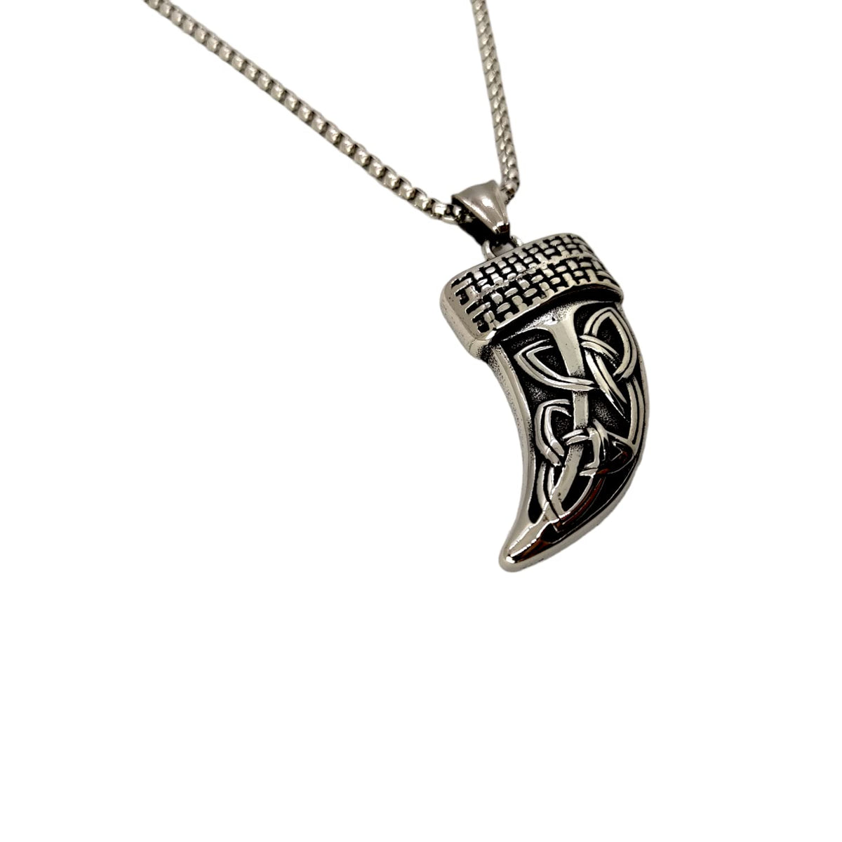 Habibi Jewels Collana Dente di Lupo Celtico da Uomo in Acciaio con Catena a Maglia Veneziana Chiusura a Moschettone Idea Regalo Festa del Papà Natale Compleanno Laurea