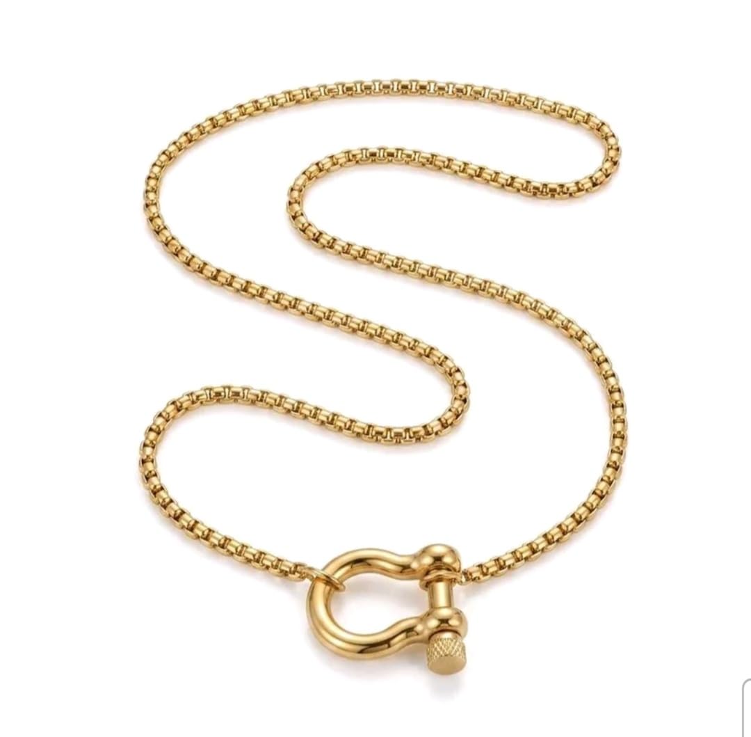Habibi Jewels Collana in Acciaio Gold Dorato Maglia Veneziana con Chiusura a Gancio Grillo con Vite Resistente Idea Regalo
