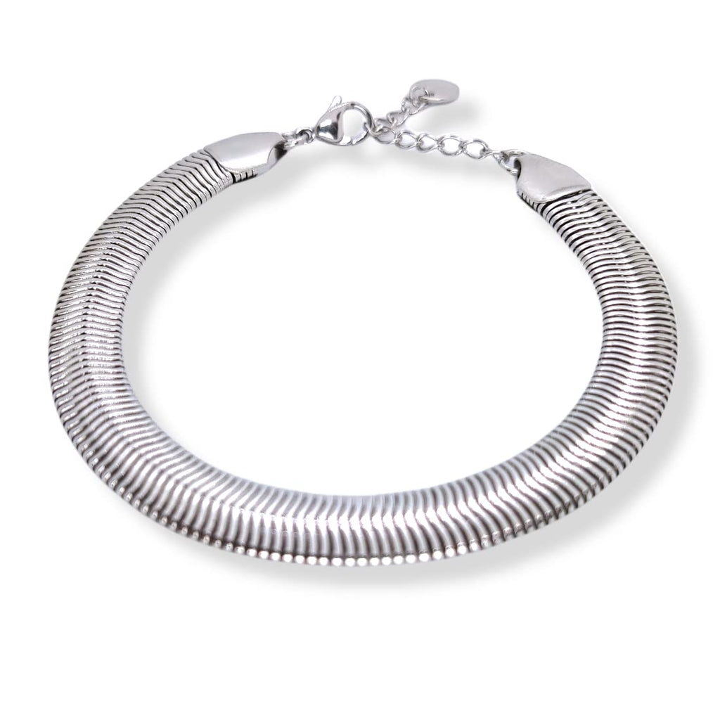Habibi Jewels Bracciale Piatto Uomo in Acciaio Modello Snake 8 mm Piattina Catena Regolabile Piattina Braccialetto Bracelet for man Idea Regalo Festa del Papà Compleanno Onomastico Natale