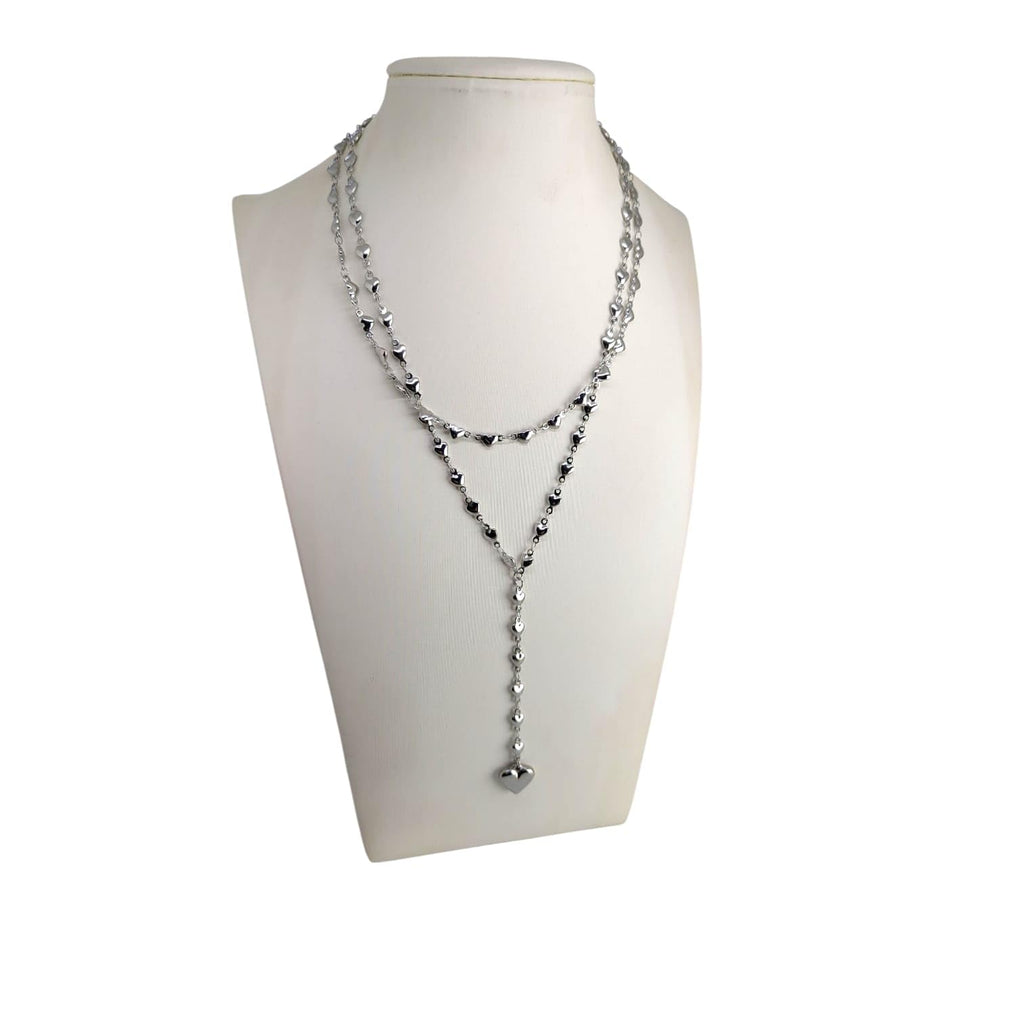 Habibi Jewels Set 2 Collane da Donna in Acciaio Silver con Cuori e pendente a Cuore per Occasioni Speciali Idea Regalo Ragazza Compleanno Festa della Mamma Natale