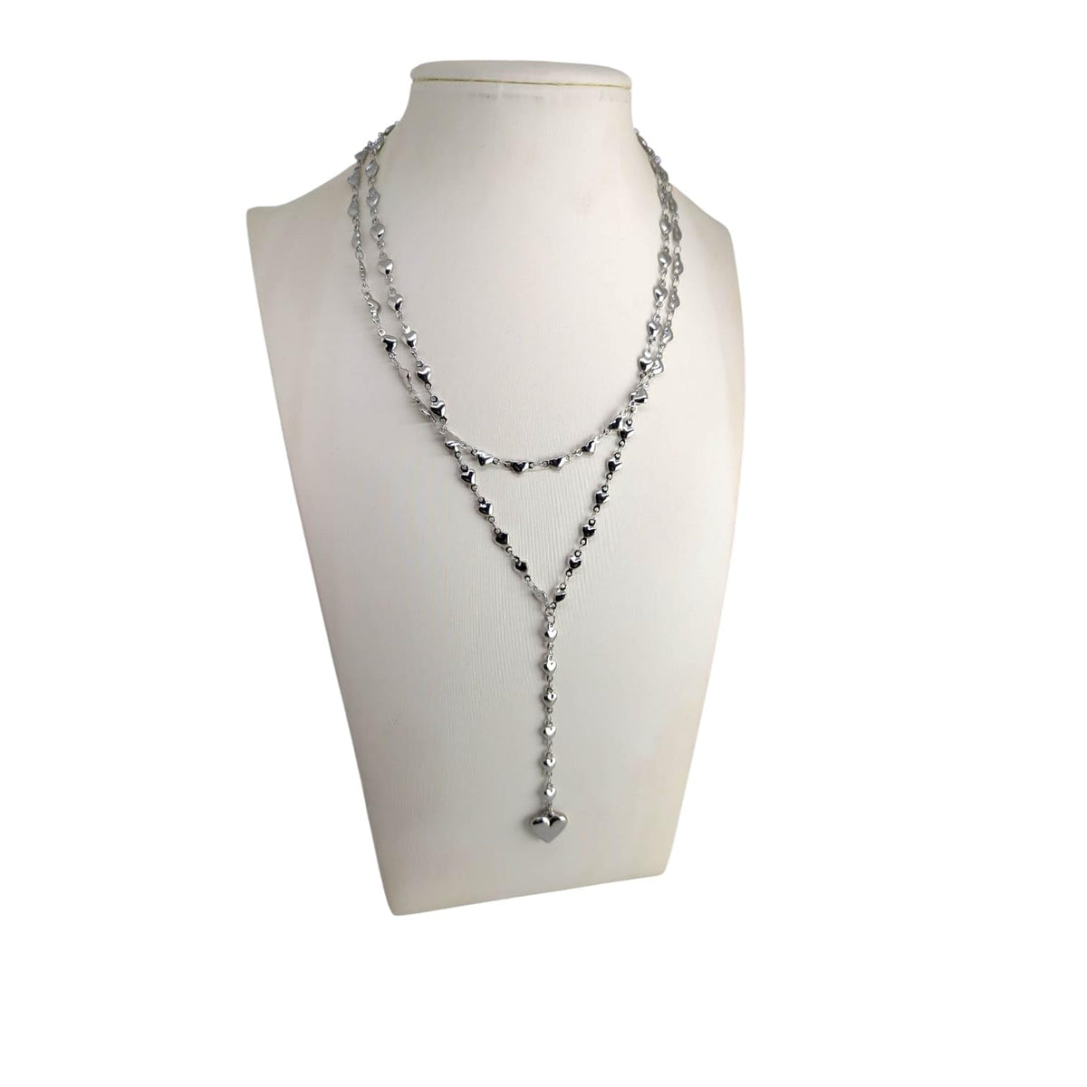 Habibi Jewels Set 2 Collane da Donna in Acciaio Silver con Cuori e pendente a Cuore per Occasioni Speciali Idea Regalo Ragazza Compleanno Festa della Mamma Natale