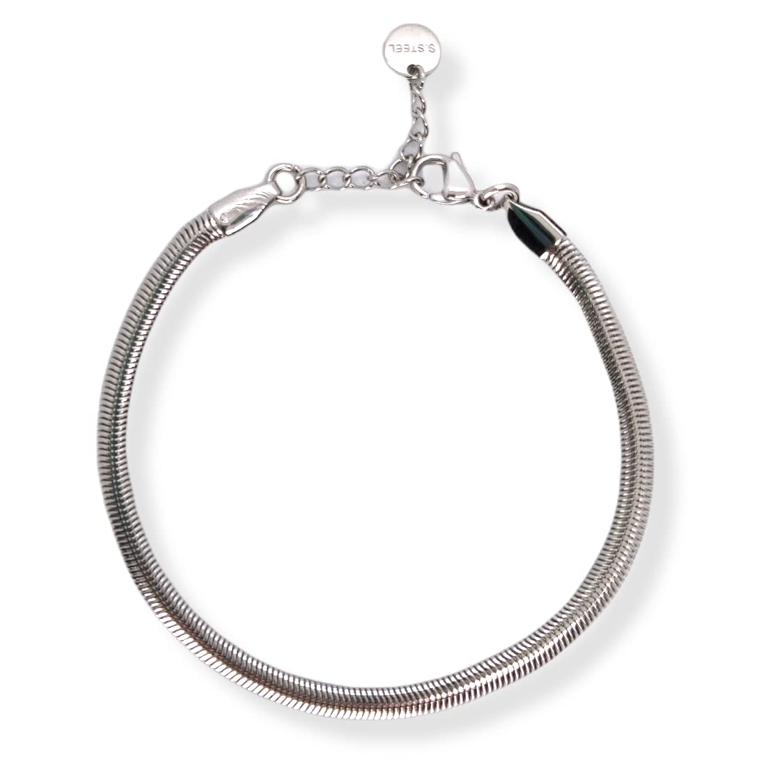 Habibi Jewels Bracciale Piatto Uomo in Acciaio Modello Snake 4 mm Piattina Catena Regolabile Piattina Braccialetto Bracelet for man Idea Regalo Festa del Papà Compleanno Onomastico Natale