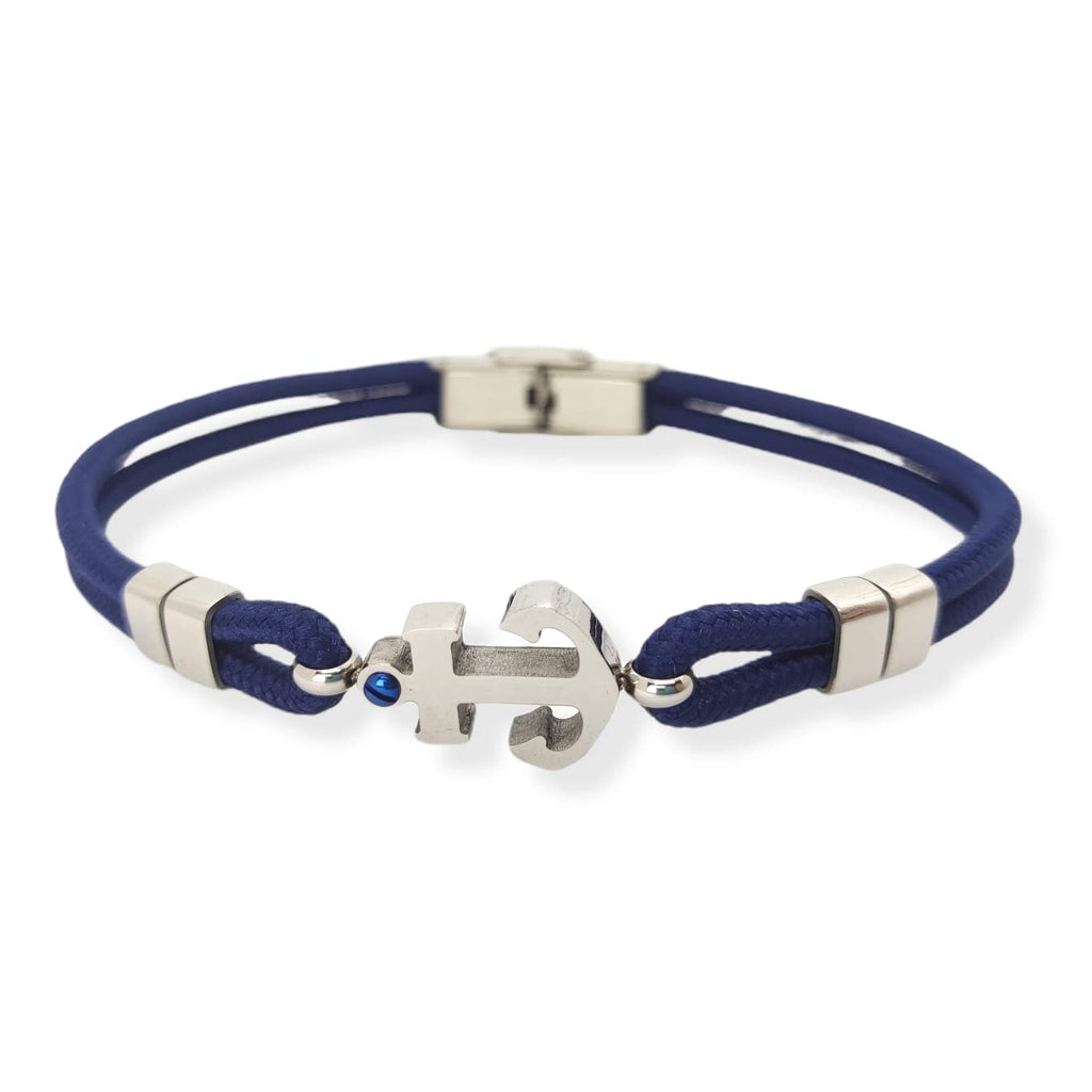 Habibi Jewels Bracciale Ancora Uomo in Acciaio e Blu con Chiusura ad Incastro Braccialetto Idea Regalo Festa del Papà Compleanno Laurea