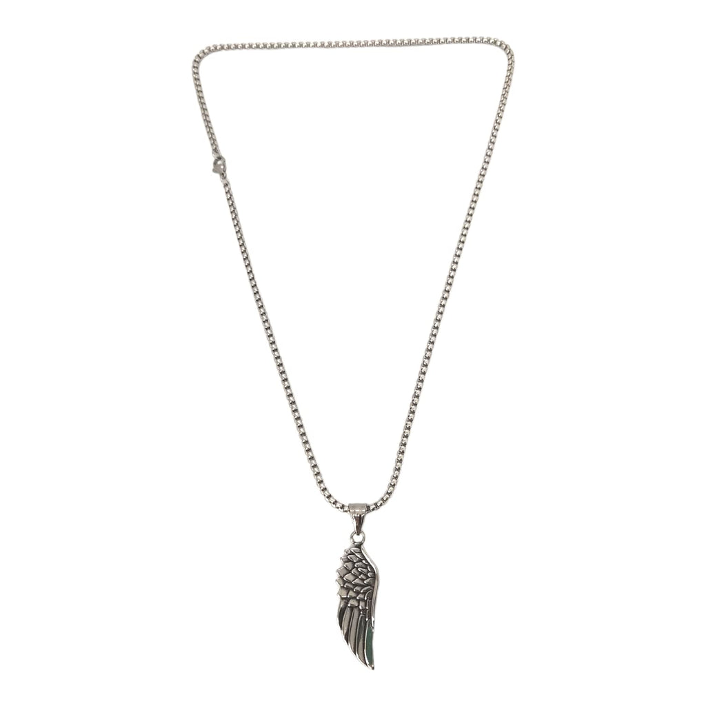 Habibi Jewels Collana Ala Piuma Ali d'Angelo da Uomo in Acciaio con Catena a Maglia Veneziana Chiusura a Moschettone Idea Regalo Festa del Papà Natale Compleanno Laurea