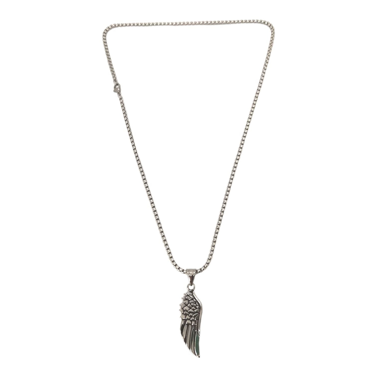 Habibi Jewels Collana Ala Piuma Ali d'Angelo da Uomo in Acciaio con Catena a Maglia Veneziana Chiusura a Moschettone Idea Regalo Festa del Papà Natale Compleanno Laurea