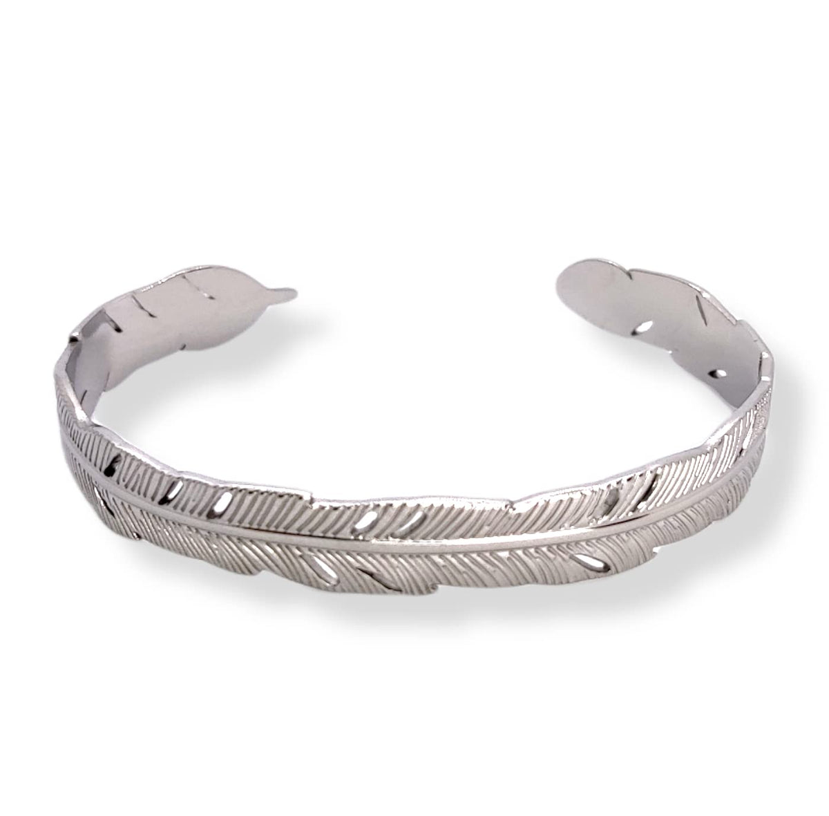 Habibi Jewels Bracciale Fascia Donna Uomo in Acciaio Modello Rigido con Piuma Regolabile Bracelet for Man Regalo Uomo Festa del Papà Compleanno Laurea Natale
