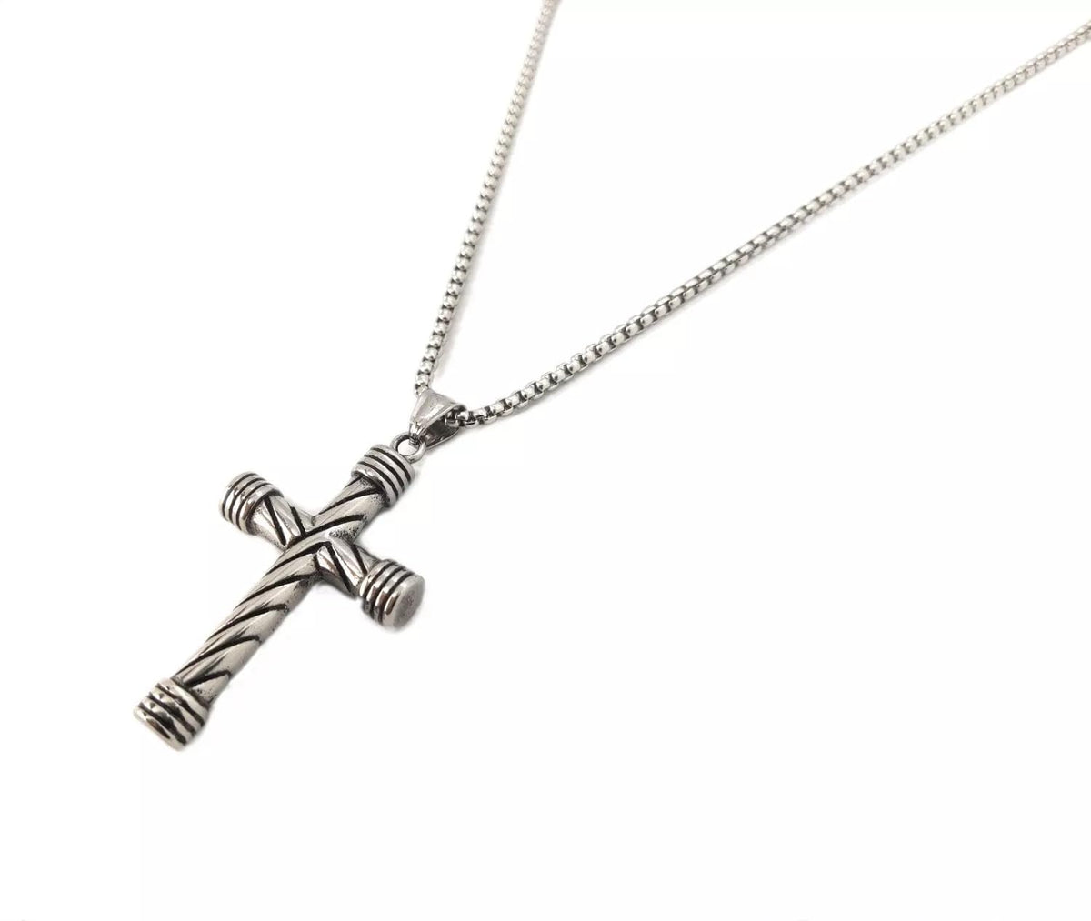 Habibi Jewels Collana Croce Stilizzata da Uomo Catena a Maglia Veneziana Chiusura a Moschettone Idea Regalo Festa del Papà Compleanno Laurea Onomastico