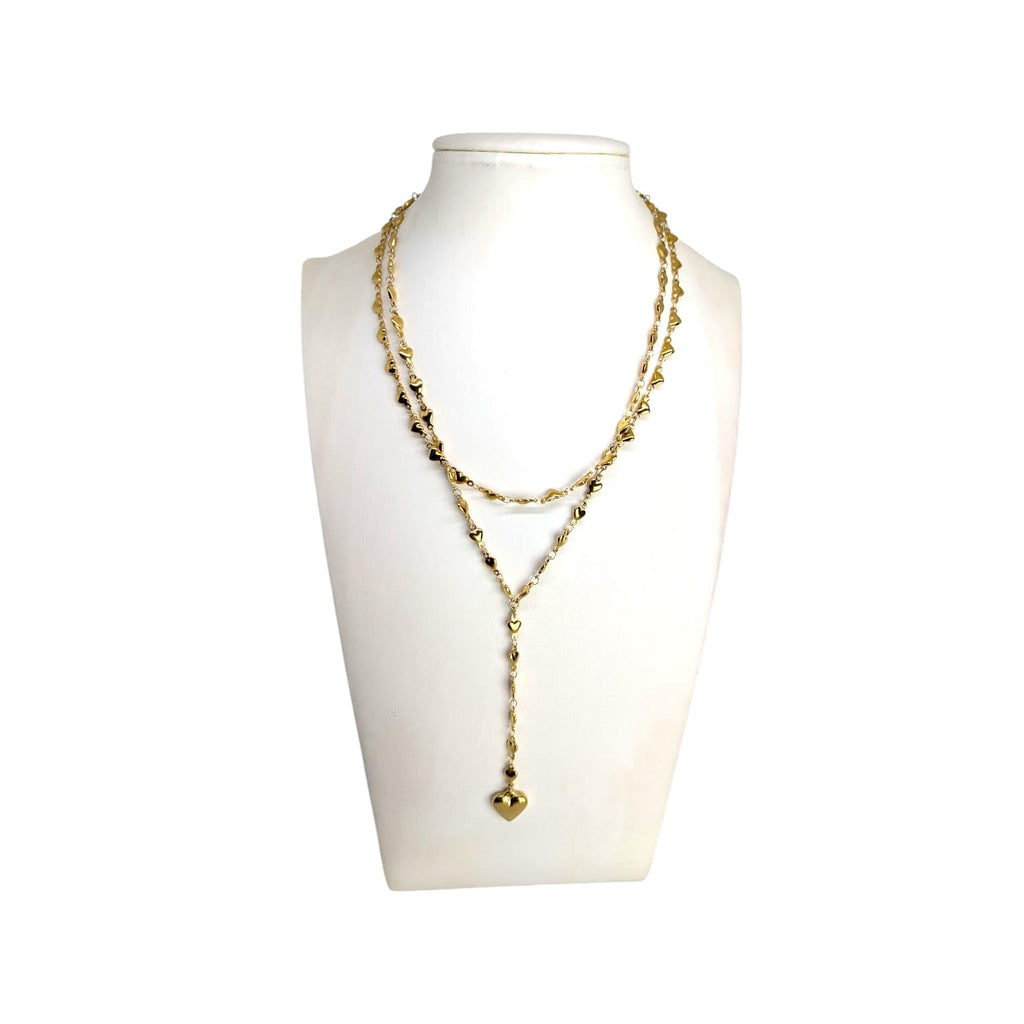 Habibi Jewels Set 2 Collane da Donna in Acciaio Gold con Cuori e pendente a Cuore per Occasioni Speciali Idea Regalo Ragazza Compleanno Festa della Mamma Natale
