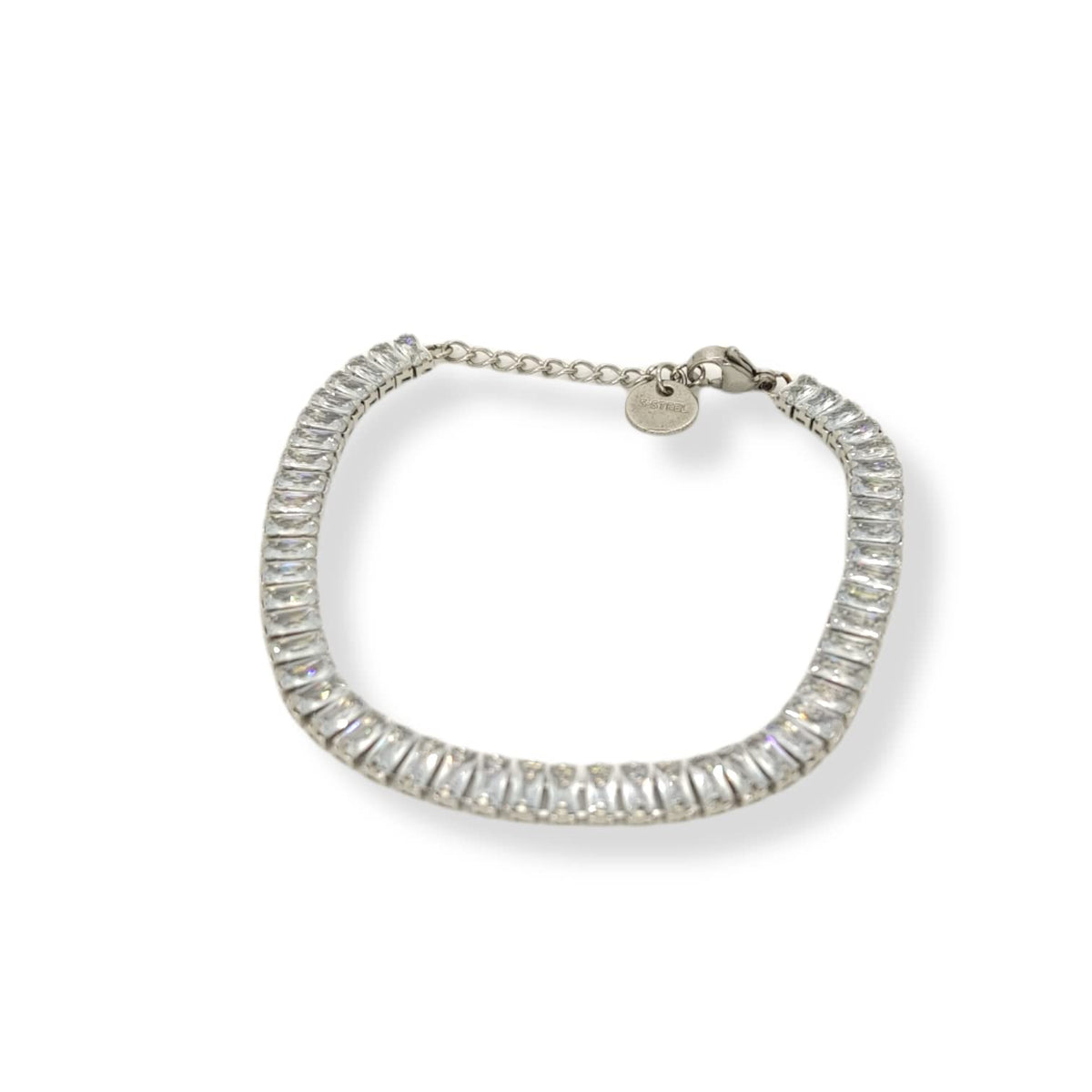 Habibi Jewels Bracciale Tennis donna in acciaio bianco regolabile chiusura a moschettone bracelet for woman Idea Regalo