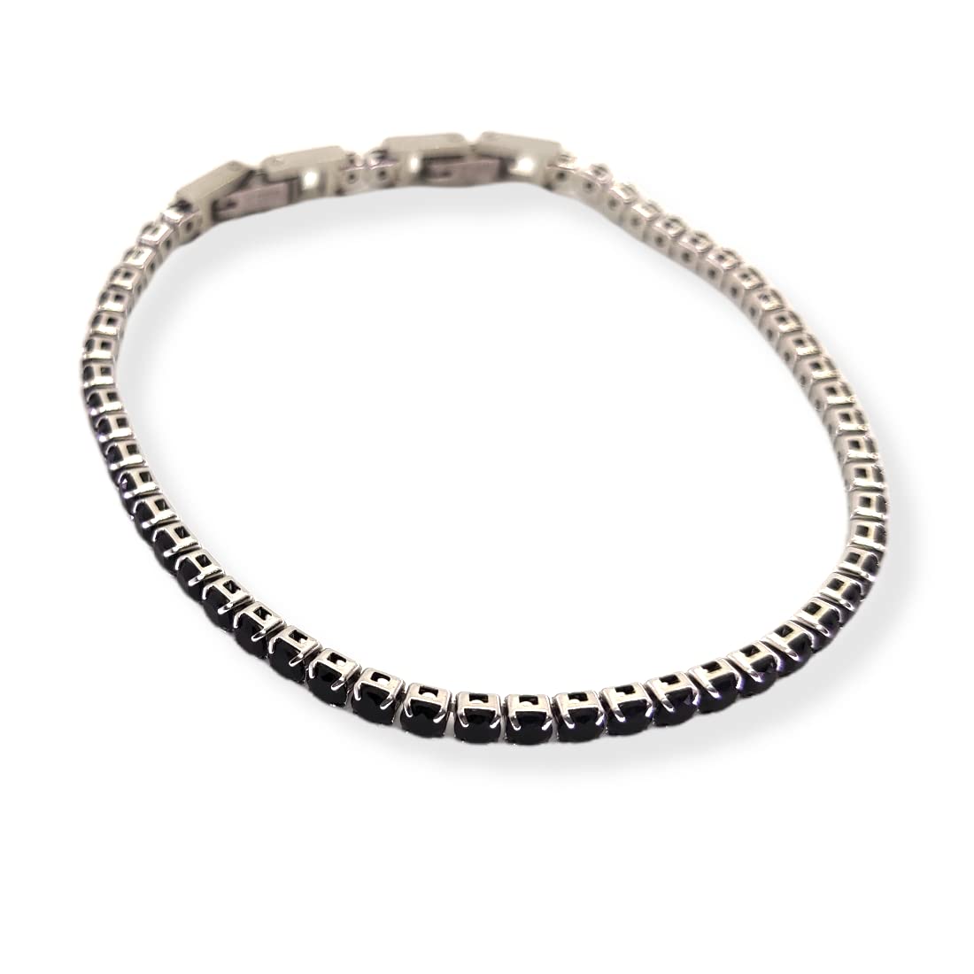 Habibi Jewels Bracciale Tennis Donna Uomo in Acciaio Nero Strass Brillantini Braccialetto Idea Regalo Compleanno Laurea