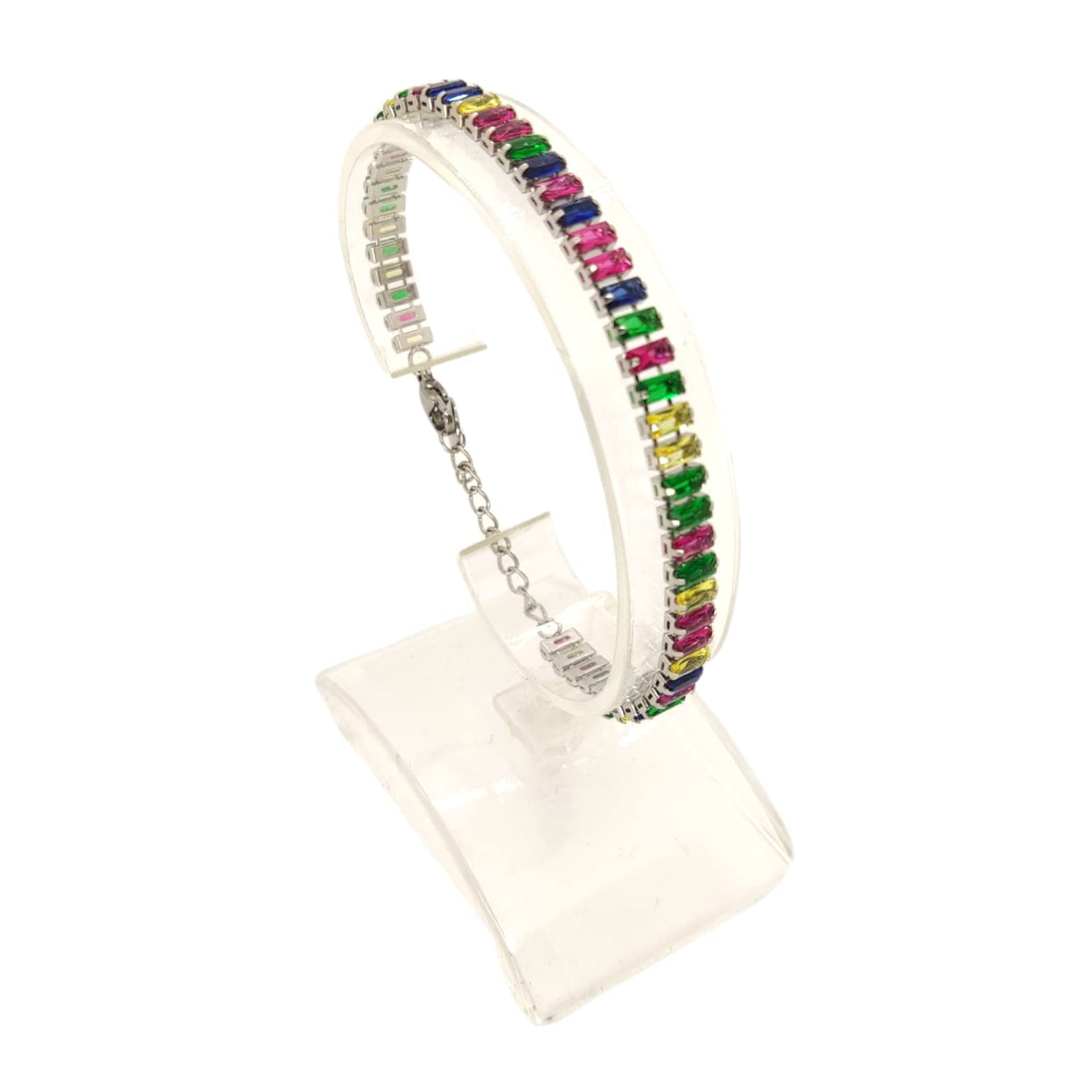 Habibi Jewels Bracciale Tennis donna in acciaio multicolore regolabile chiusura a moschettone bracelet for woman Idea Regalo