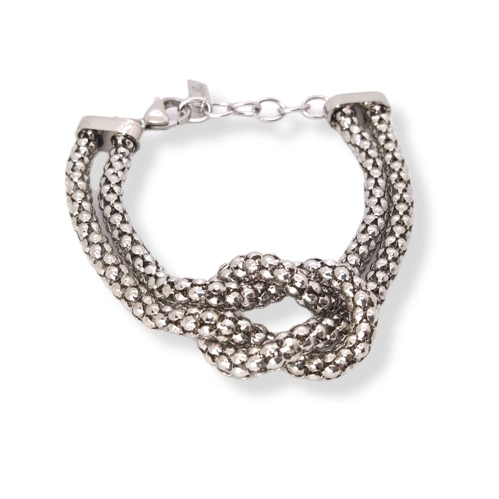 Habibi Jewels Bracciale Nodo Donna in Acciaio Semirigido Intrecciato Braccialetto Idea Regalo Festa della Mamma Compleanno Laurea
