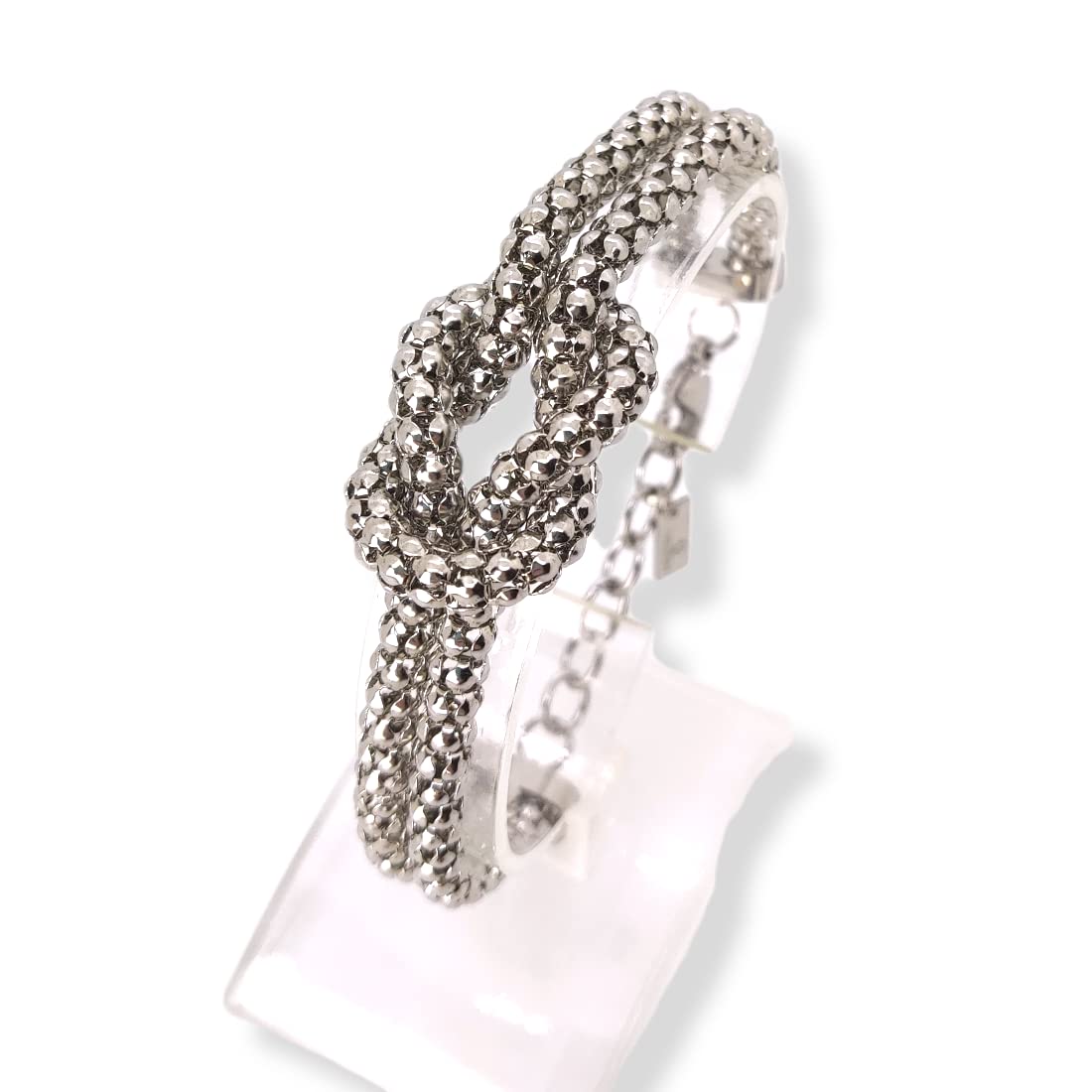 Habibi Jewels Bracciale Nodo Donna in Acciaio Semirigido Intrecciato Braccialetto Idea Regalo Festa della Mamma Compleanno Laurea