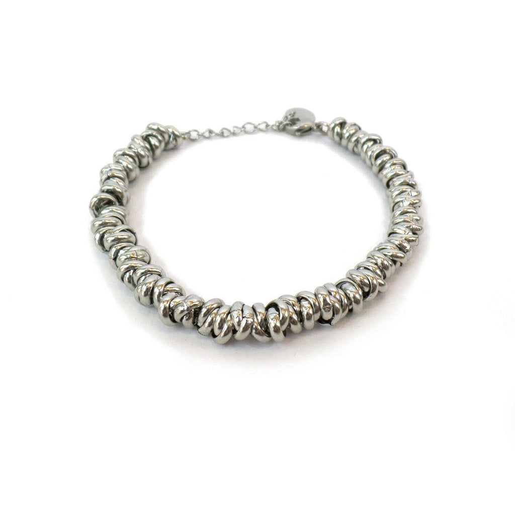 Bracciale Cerchietti Donna in Acciaio con Nodini Intrecciati Chiusura a Moschettone Braccialetto Ragazza Bracelet for Woman Idea Regalo Festa della Mamma Festa della Donna Compleanno Laurea Natale