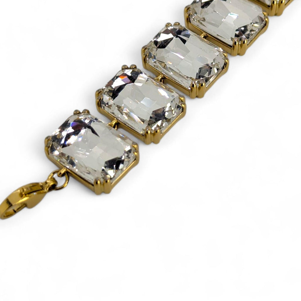 Habibi Jewels Bracciale da Donna in Acciaio Gold con Cristalli Taglio Cubico Ideale per ogni Occasione Idea Regalo Ragazza Compleanno Festa della Mamma Natale