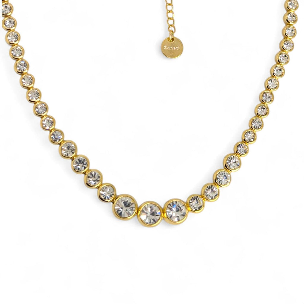 Habibi Jewels Collana da Donna in Acciaio Gold Modello Girocollo Tennis con Cristalli Punti Luce Decrescenti Ideale per Occasioni Speciali Idea Regalo Ragazza Compleanno Festa della Mamma Natale