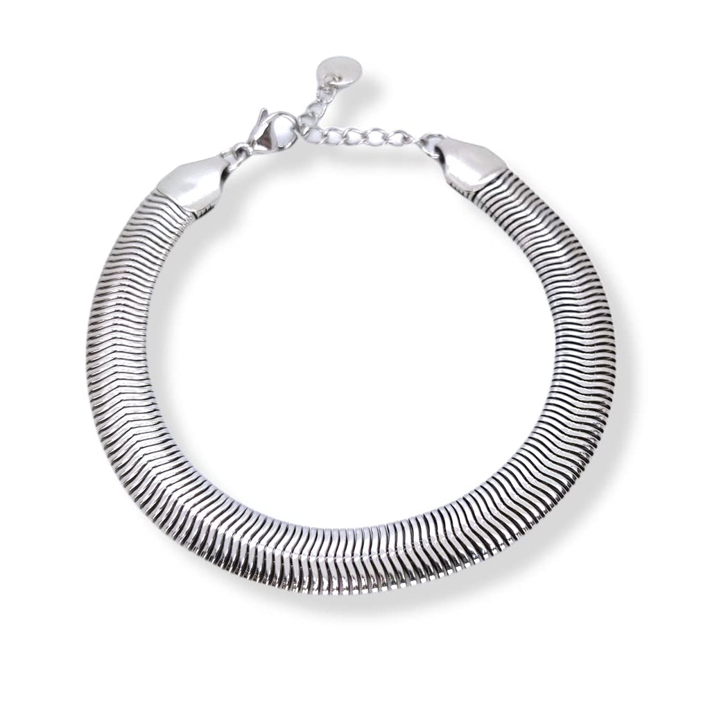 Habibi Jewels Bracciale Piatto Uomo in Acciaio Modello Snake 8 mm Piattina Catena Regolabile Piattina Braccialetto Bracelet for man Idea Regalo Festa del Papà Compleanno Onomastico Natale