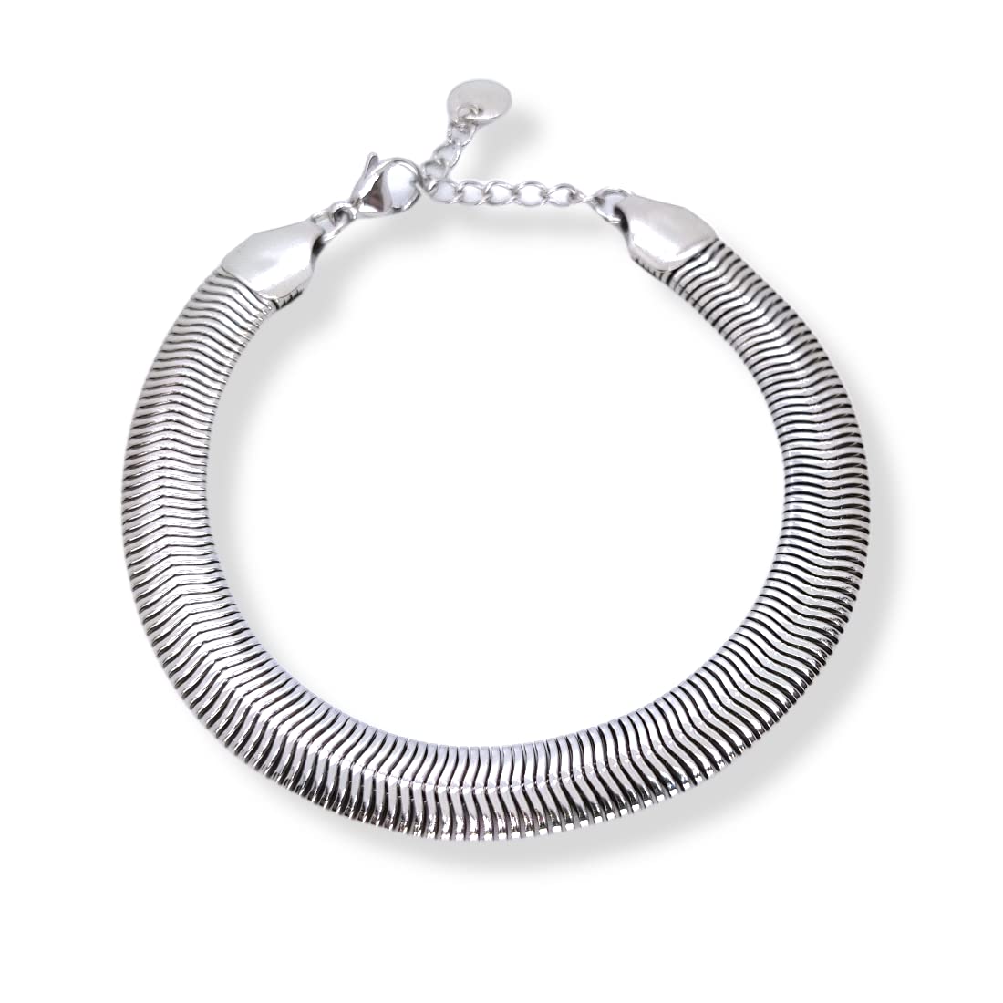 Habibi Jewels Bracciale Piatto Uomo in Acciaio Modello Snake 8 mm Piattina Catena Regolabile Piattina Braccialetto Bracelet for man Idea Regalo Festa del Papà Compleanno Onomastico Natale