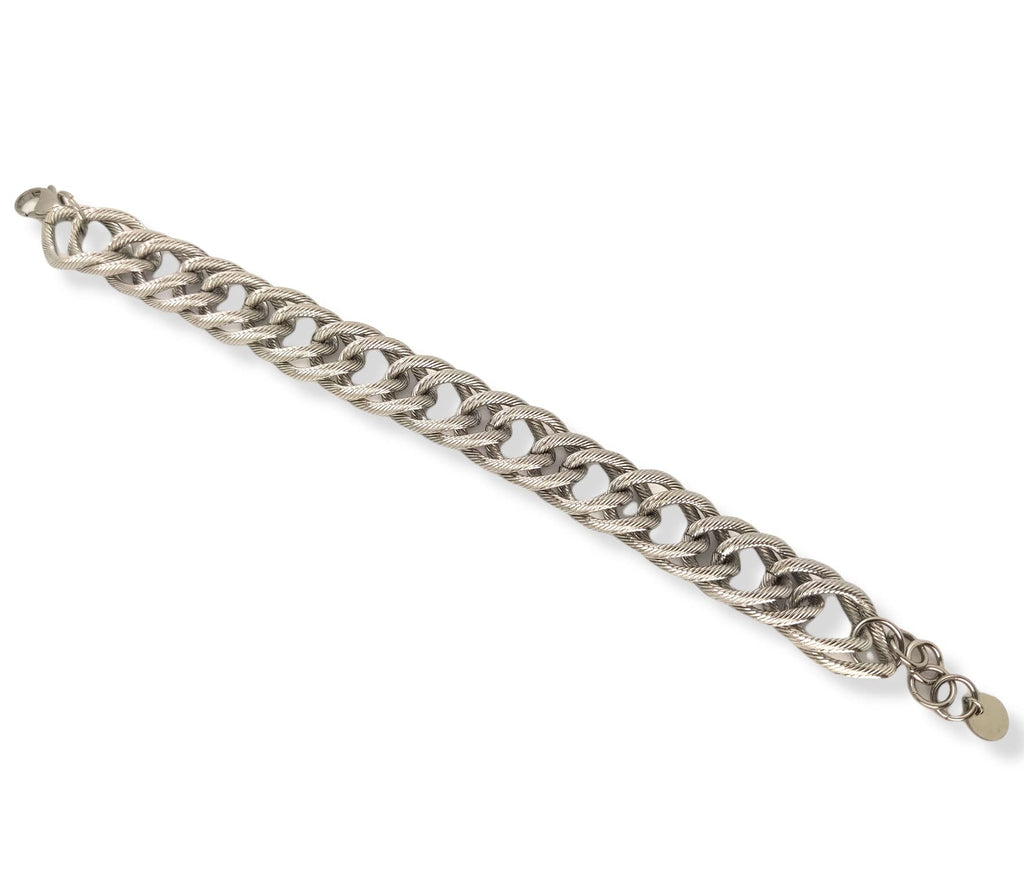 Habibi Jewels Bracciale Catena Donna in Acciaio modello a Maglia Larga Massiccia Rigata Bracelet for woman Regalo Festa della mamma Laurea Compleanno Braccialetto