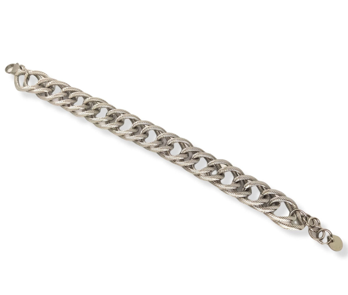 Habibi Jewels Bracciale Catena Donna in Acciaio modello a Maglia Larga Massiccia Rigata Bracelet for woman Regalo Festa della mamma Laurea Compleanno Braccialetto
