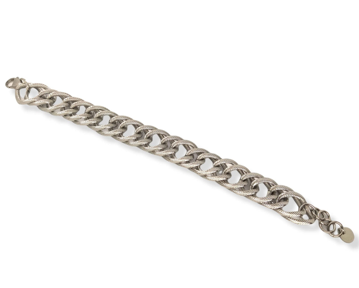 Habibi Jewels Bracciale Catena Donna in Acciaio modello a Maglia Larga Massiccia Rigata Bracelet for woman Regalo Festa della mamma Laurea Compleanno Braccialetto