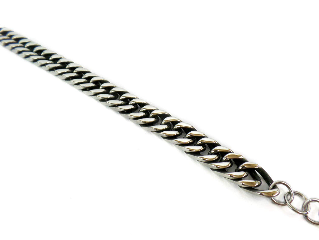 Habibi Jewels Bracciale da Uomo Modello Catena Moto A Maglia Stretta in Acciaio E Nero Braccialetto Regolabile 10 MM