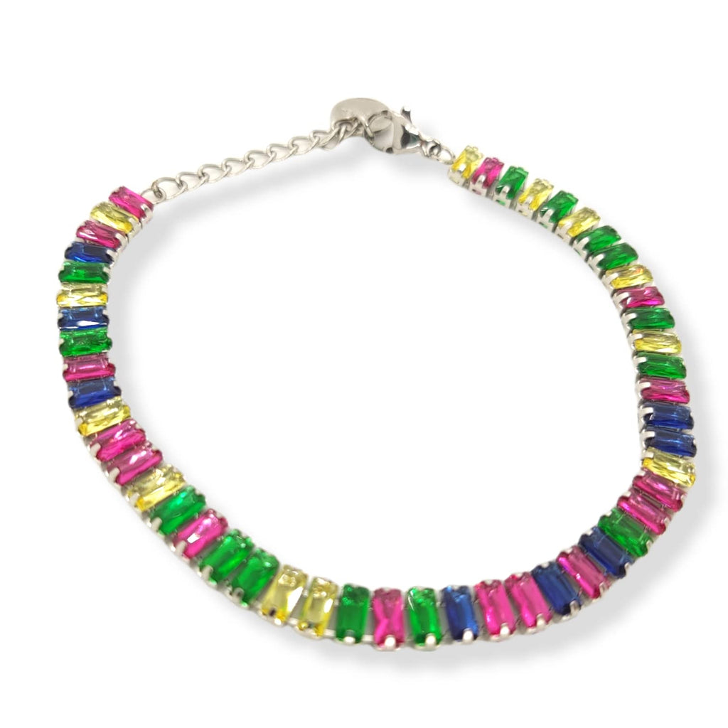 Habibi Jewels Bracciale Tennis donna in acciaio multicolore regolabile chiusura a moschettone bracelet for woman Idea Regalo