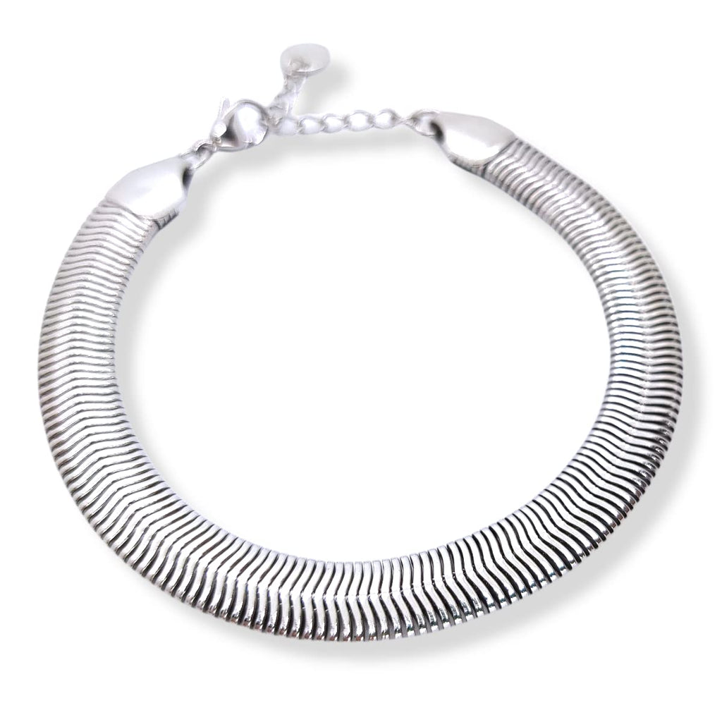 Habibi Jewels Bracciale Piatto Uomo in Acciaio Modello Snake 8 mm Piattina Catena Regolabile Piattina Braccialetto Bracelet for man Idea Regalo Festa del Papà Compleanno Onomastico Natale