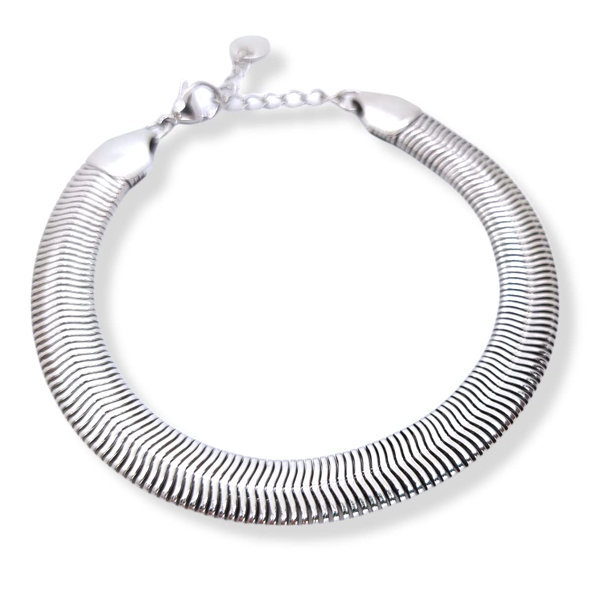 Habibi Jewels Bracciale Piatto Uomo in Acciaio Modello Snake 8 mm Piattina Catena Regolabile Piattina Braccialetto Bracelet for man Idea Regalo Festa del Papà Compleanno Onomastico Natale