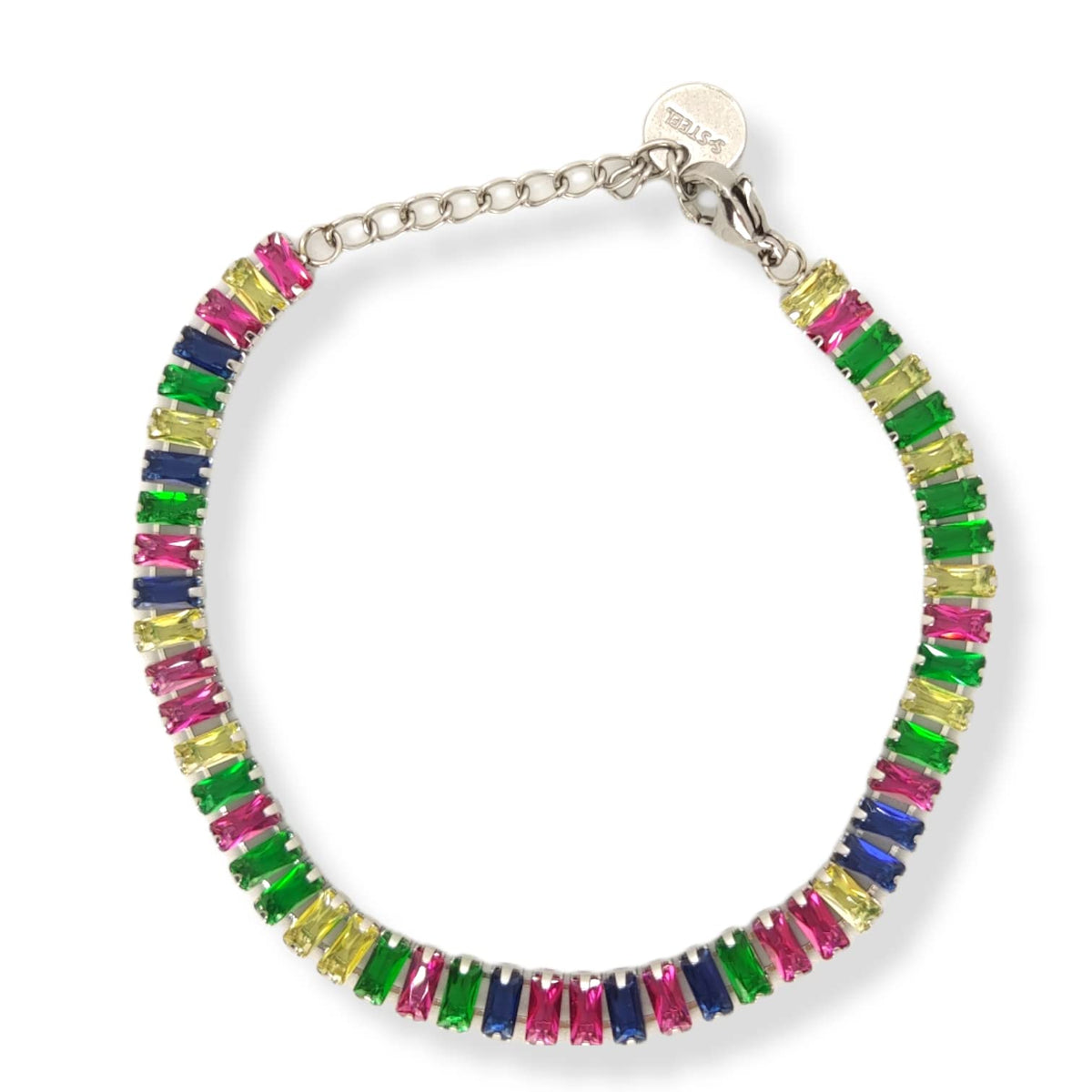Habibi Jewels Bracciale Tennis donna in acciaio multicolore regolabile chiusura a moschettone bracelet for woman Idea Regalo