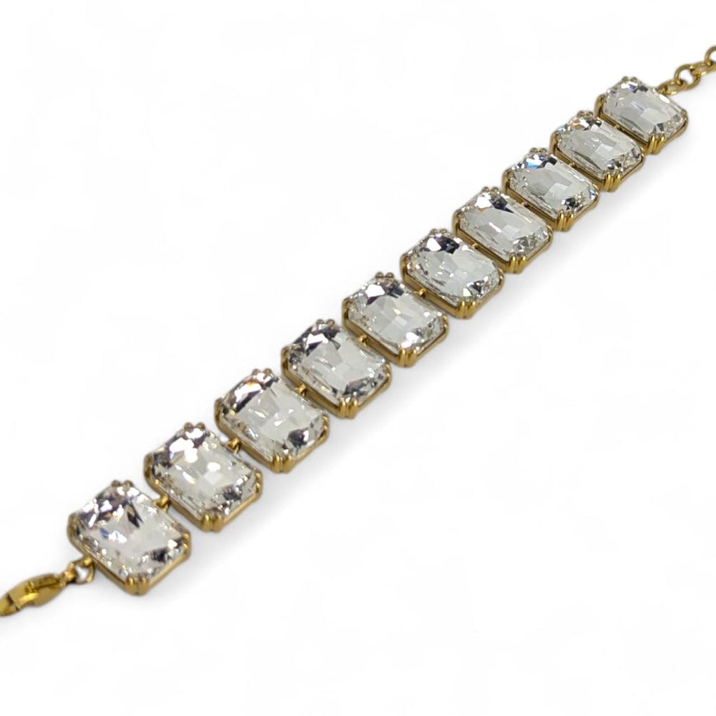 Habibi Jewels Bracciale da Donna in Acciaio Gold con Cristalli Taglio Cubico Ideale per ogni Occasione Idea Regalo Ragazza Compleanno Festa della Mamma Natale