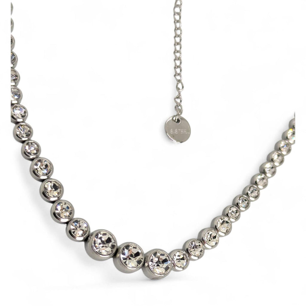 Habibi Jewels Collana da Donna in Acciaio Modello Girocollo Tennis con Cristalli Punti Luce Decrescenti Ideale per Occasioni Speciali Idea Regalo Ragazza Compleanno Festa della Mamma Natale