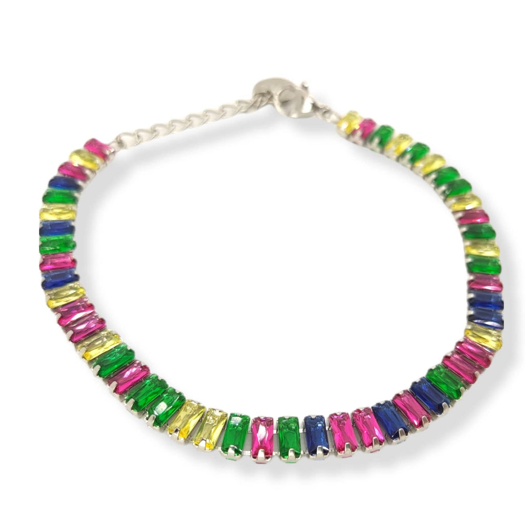 Habibi Jewels Bracciale Tennis donna in acciaio multicolore regolabile chiusura a moschettone bracelet for woman Idea Regalo