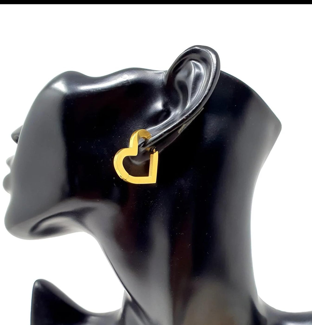 Habibi Jewels Orecchini da Donna Cuore Gold Dorati in Acciaio Inossidabile modello A Lobo Anallergico Chiusura a Scatto Idea Regalo Compleanno Laurea Festa