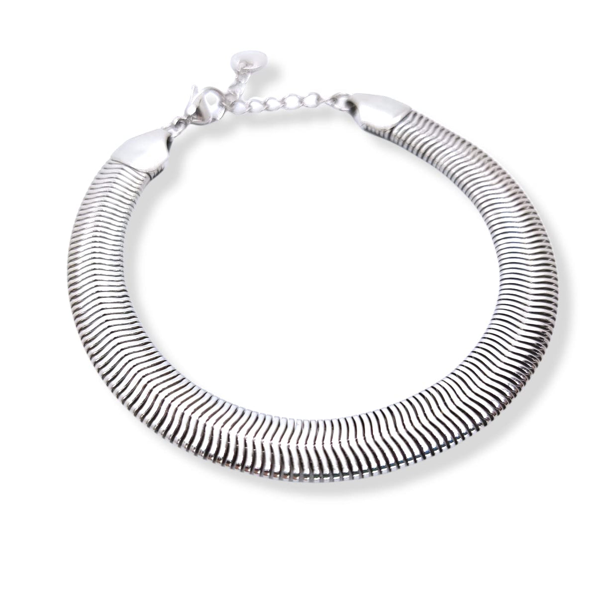 Habibi Jewels Bracciale Piatto Uomo in Acciaio Modello Snake 8 mm Piattina Catena Regolabile Piattina Braccialetto Bracelet for man Idea Regalo Festa del Papà Compleanno Onomastico Natale