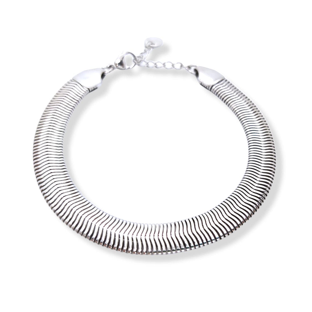 Habibi Jewels Bracciale Piatto Uomo in Acciaio Modello Snake 8 mm Piattina Catena Regolabile Piattina Braccialetto Bracelet for man Idea Regalo Festa del Papà Compleanno Onomastico Natale
