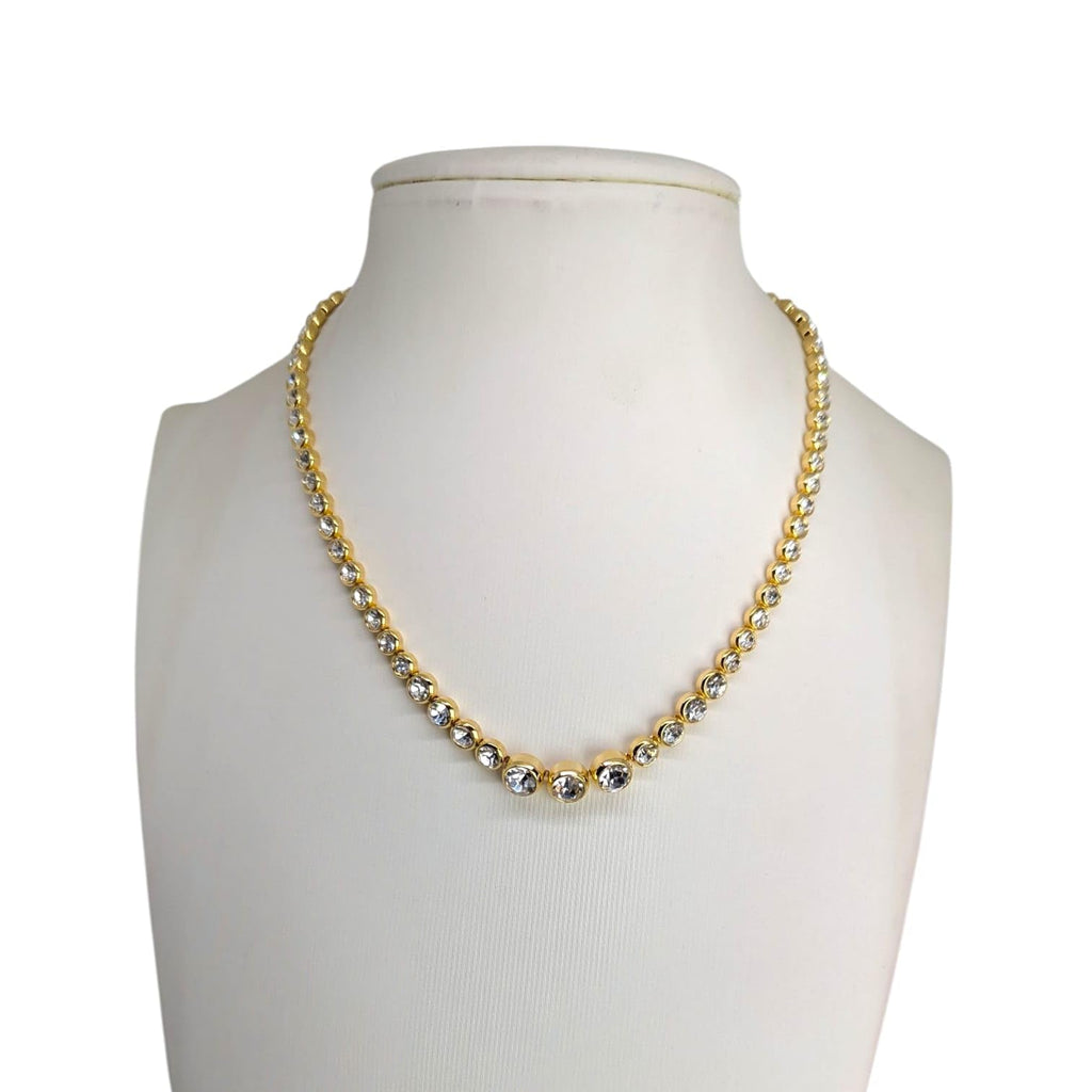 Habibi Jewels Collana da Donna in Acciaio Gold Modello Girocollo Tennis con Cristalli Punti Luce Decrescenti Ideale per Occasioni Speciali Idea Regalo Ragazza Compleanno Festa della Mamma Natale