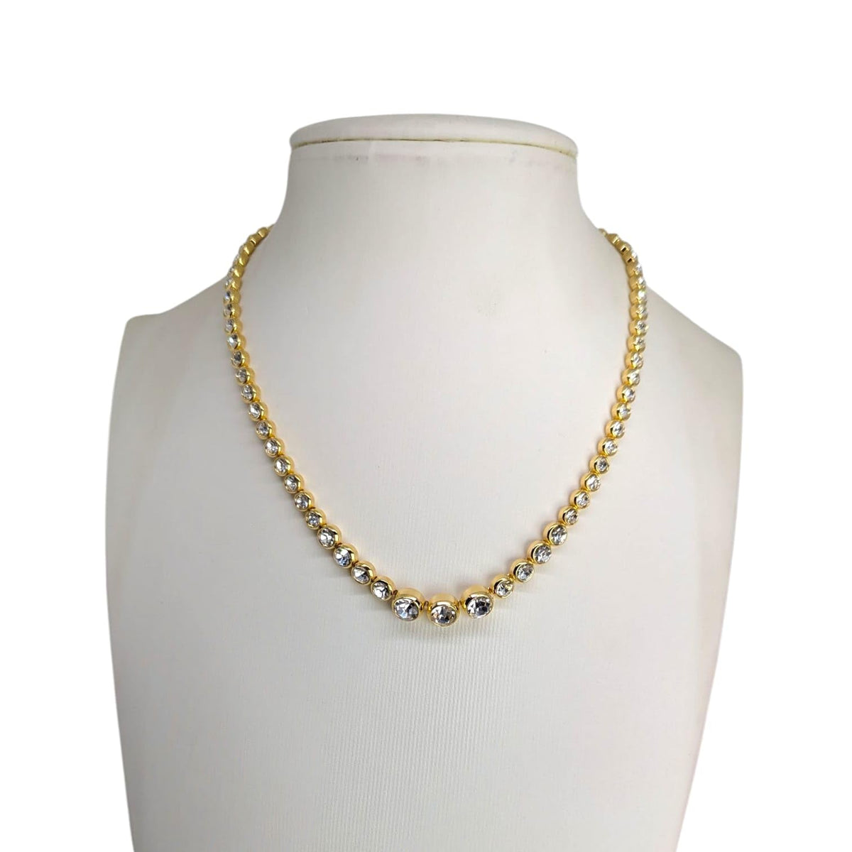 Habibi Jewels Collana da Donna in Acciaio Gold Modello Girocollo Tennis con Cristalli Punti Luce Decrescenti Ideale per Occasioni Speciali Idea Regalo Ragazza Compleanno Festa della Mamma Natale