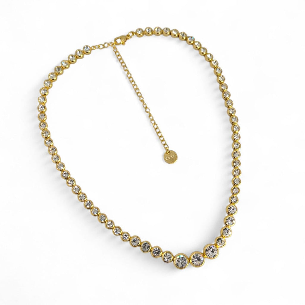 Habibi Jewels Collana da Donna in Acciaio Gold Modello Girocollo Tennis con Cristalli Punti Luce Decrescenti Ideale per Occasioni Speciali Idea Regalo Ragazza Compleanno Festa della Mamma Natale