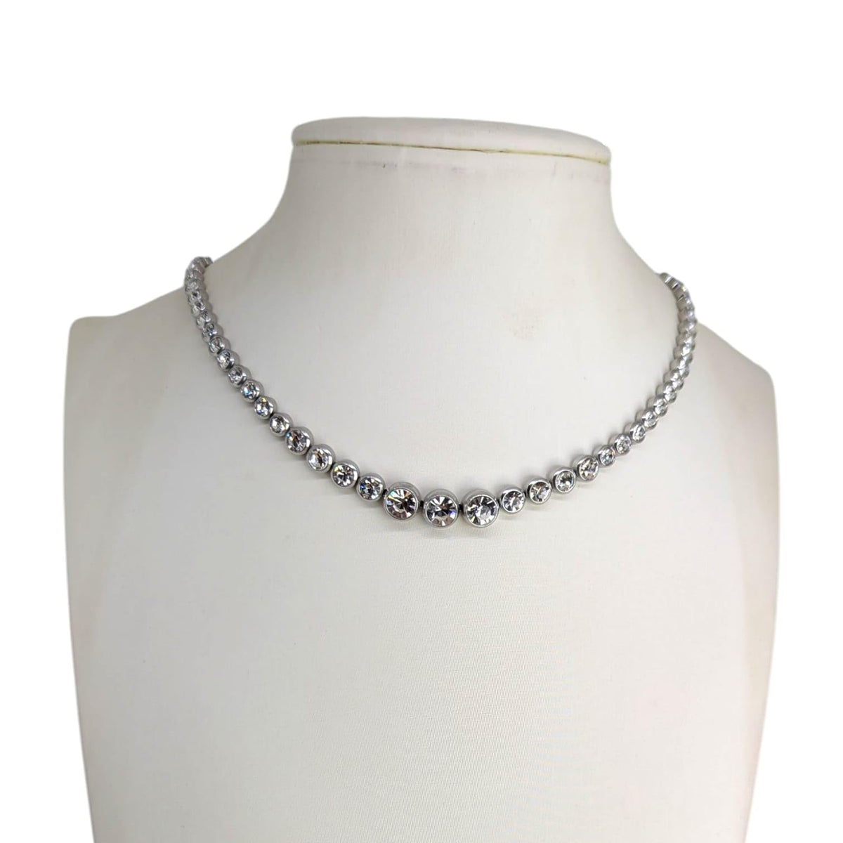 Habibi Jewels Collana da Donna in Acciaio Modello Girocollo Tennis con Cristalli Punti Luce Decrescenti Ideale per Occasioni Speciali Idea Regalo Ragazza Compleanno Festa della Mamma Natale