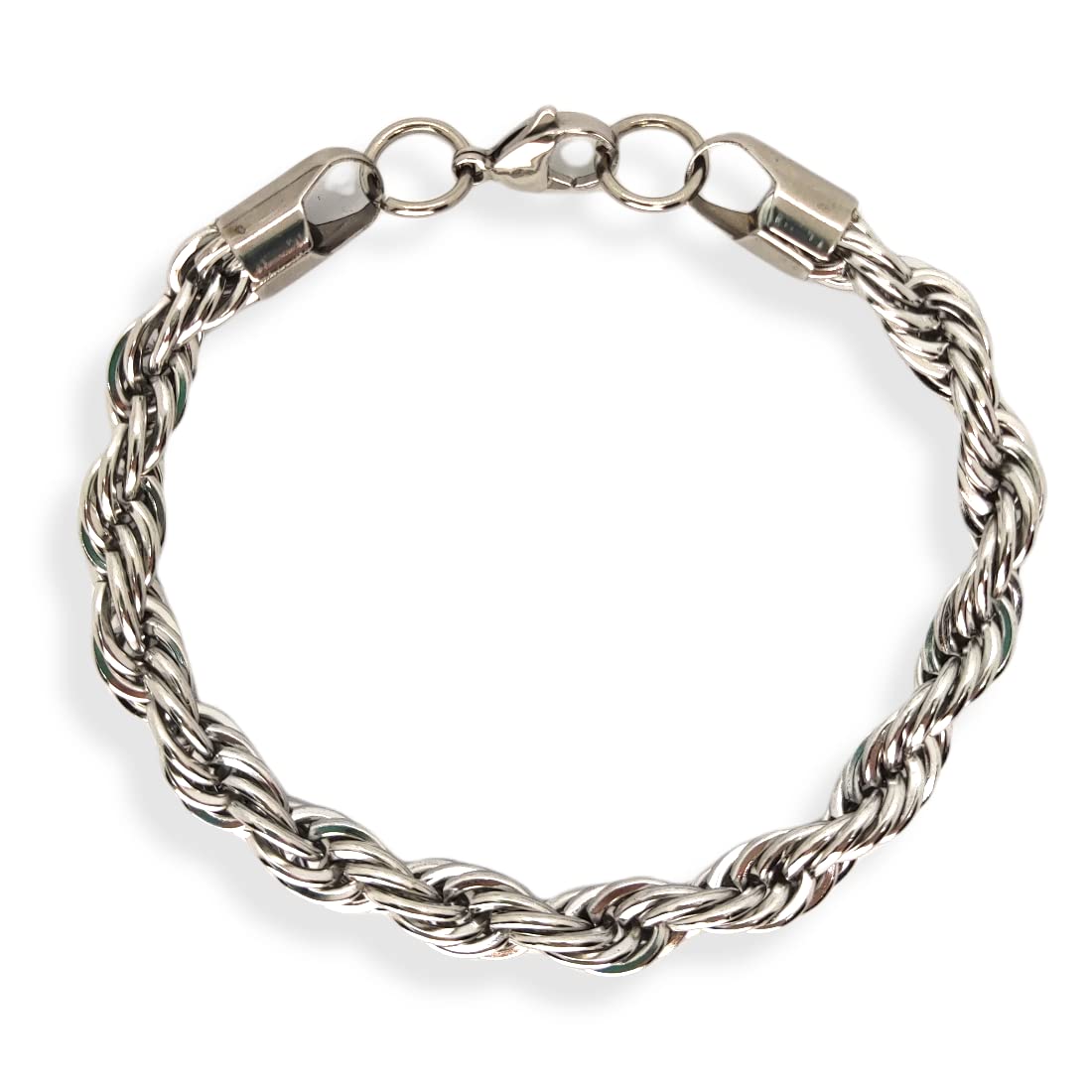Habibi Jewels Bracciale da Uomo in Acciaio Modello Catena Corda Intrecciata Treccia Torcione Braccialetto Idea Regalo Festa del Papà Compleanno Laurea
