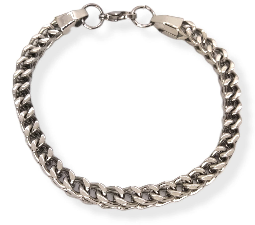 Habibi Jewels Bracciale Catena Uomo in Acciaio Modello Quadrata 6 mm Braccialetto Idea Regalo Festa del Papà Compleanno Laurea