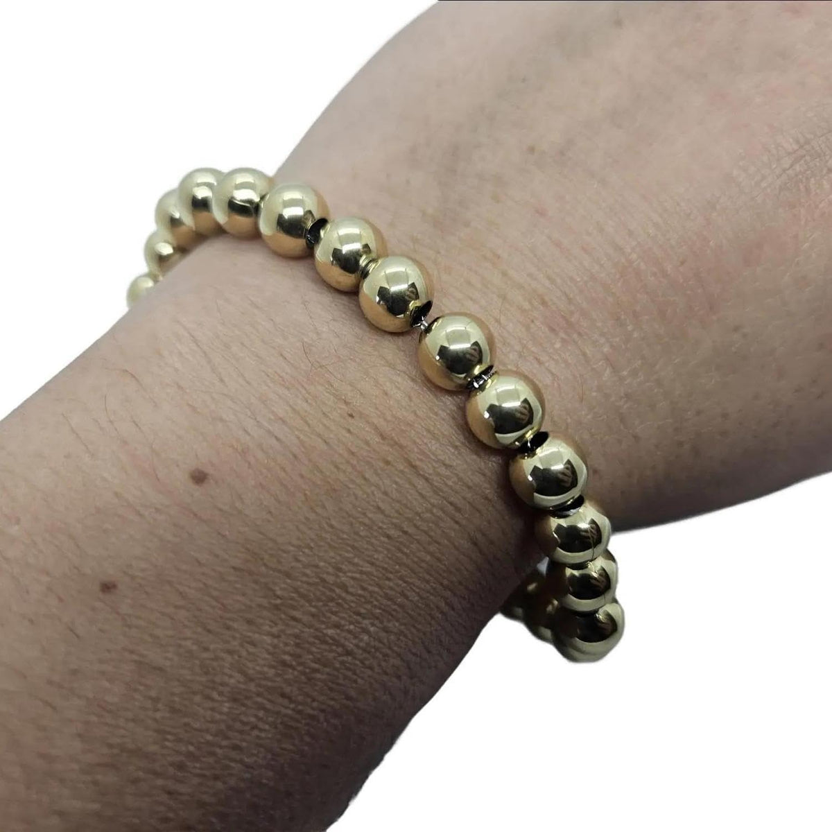 Habibi Jewels Bracciale Sfere e Cuore Sonaglio in Acciaio Gold Dorato 8 mm da Donna - Palline in Acciaio - Idea Regalo Ragazza Compleanno Festa della Mamma Natale