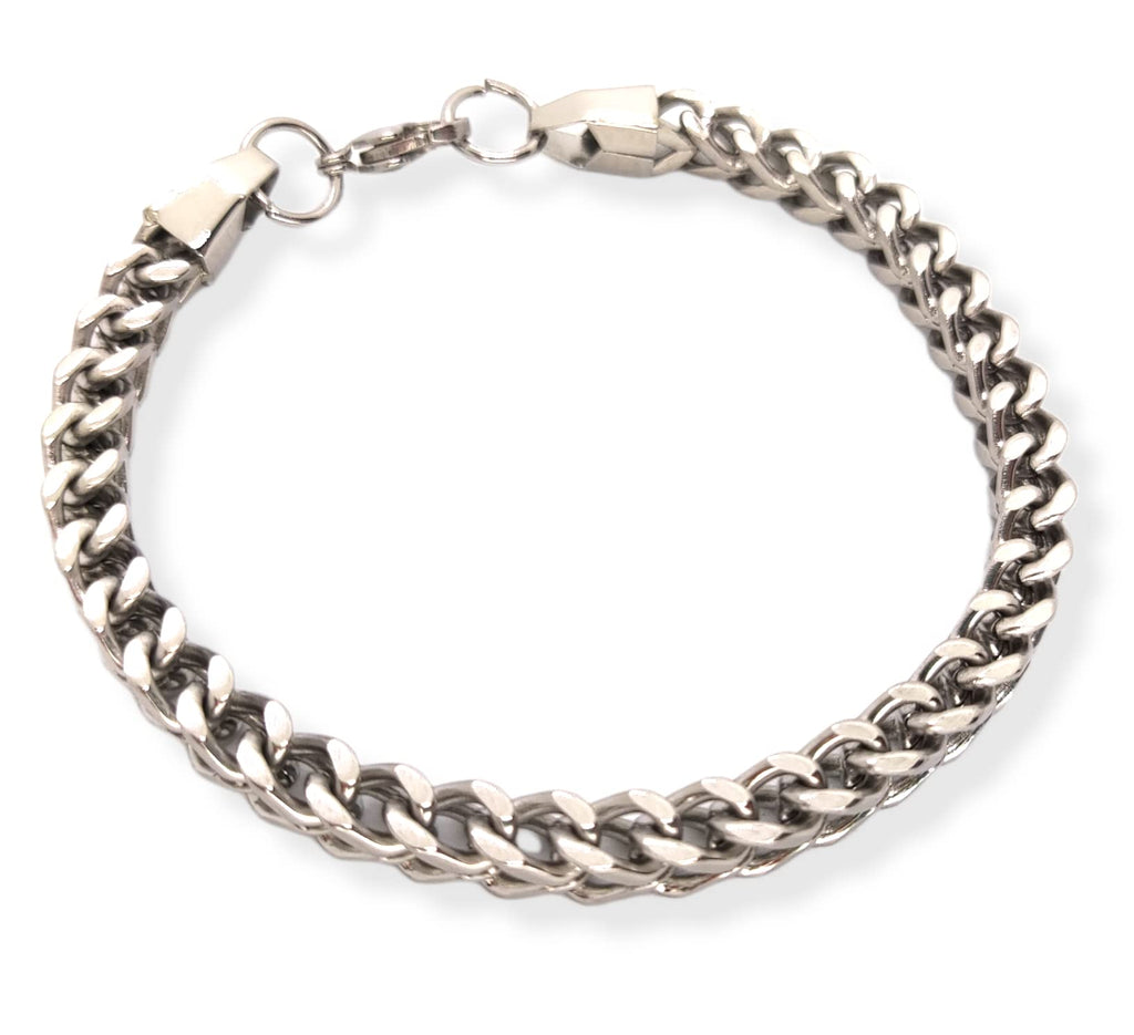 Habibi Jewels Bracciale Catena Uomo in Acciaio Modello Quadrata 6 mm Braccialetto Idea Regalo Festa del Papà Compleanno Laurea