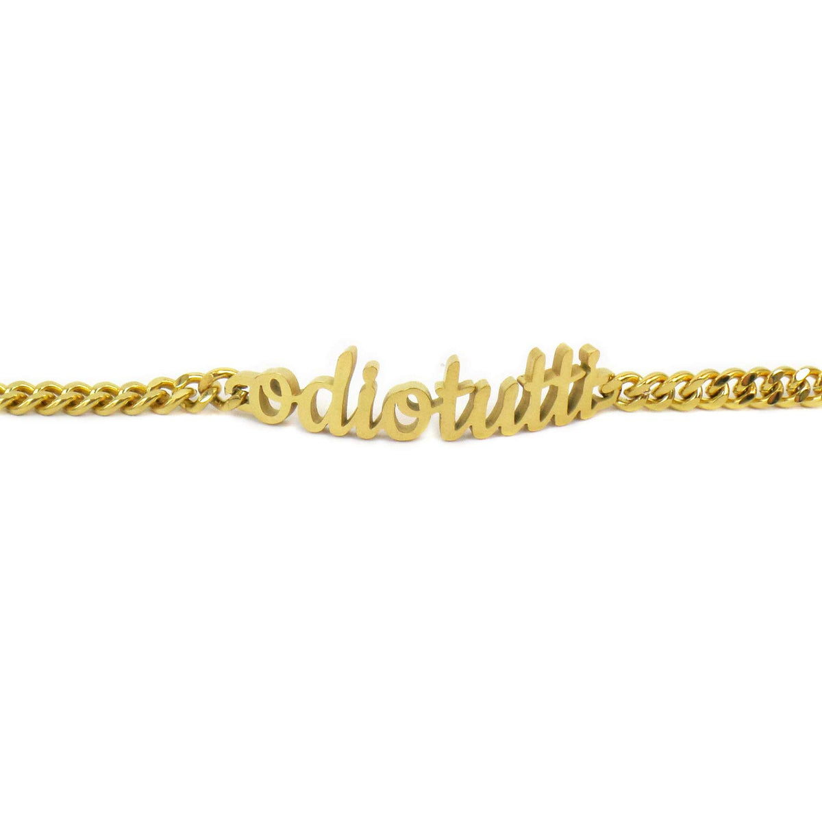 Habibi Jewels Bracciale in Acciaio Inox a maglia da Donna con scritta Odio Tutti color giallo braccialetto ragazza