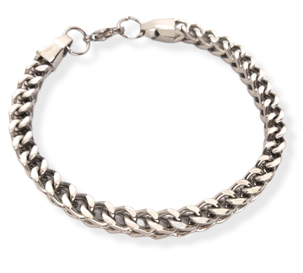 Habibi Jewels Bracciale Catena Uomo in Acciaio Modello Quadrata 6 mm Braccialetto Idea Regalo Festa del Papà Compleanno Laurea