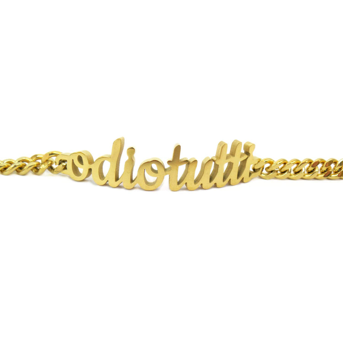 Habibi Jewels Bracciale in Acciaio Inox a maglia da Donna con scritta Odio Tutti color giallo braccialetto ragazza