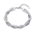 Habibi Jewels Bracciale Intrecciato Snake e Tennis Silver con Cristalli Baguette in Acciaio Design Elegante Idea Regalo
