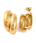 Habibi Jewels Orecchini da Donna Doppio Semicerchio Gold in Acciaio Inossidabile modello Asimmetrico Anallergico Chiusura a Farfallina Idea Regalo Compleanno Laurea Festa