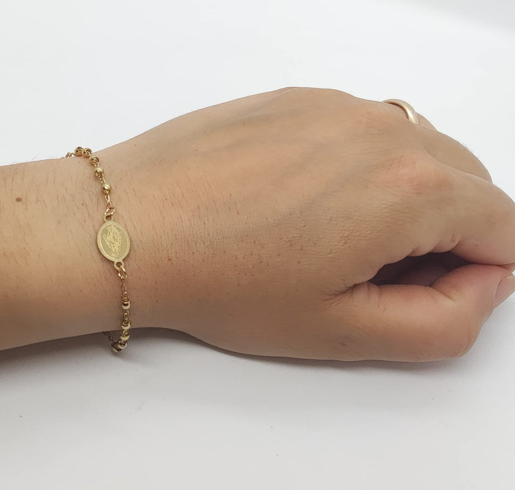 Bracciale Rosario in Acciaio Gold